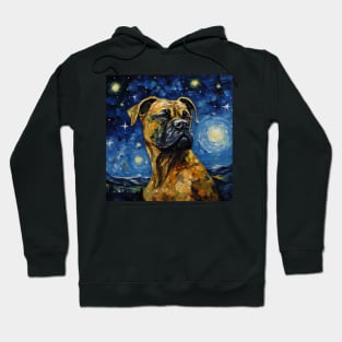 Boxer Dog Painted in Starry Night style Hoodie
